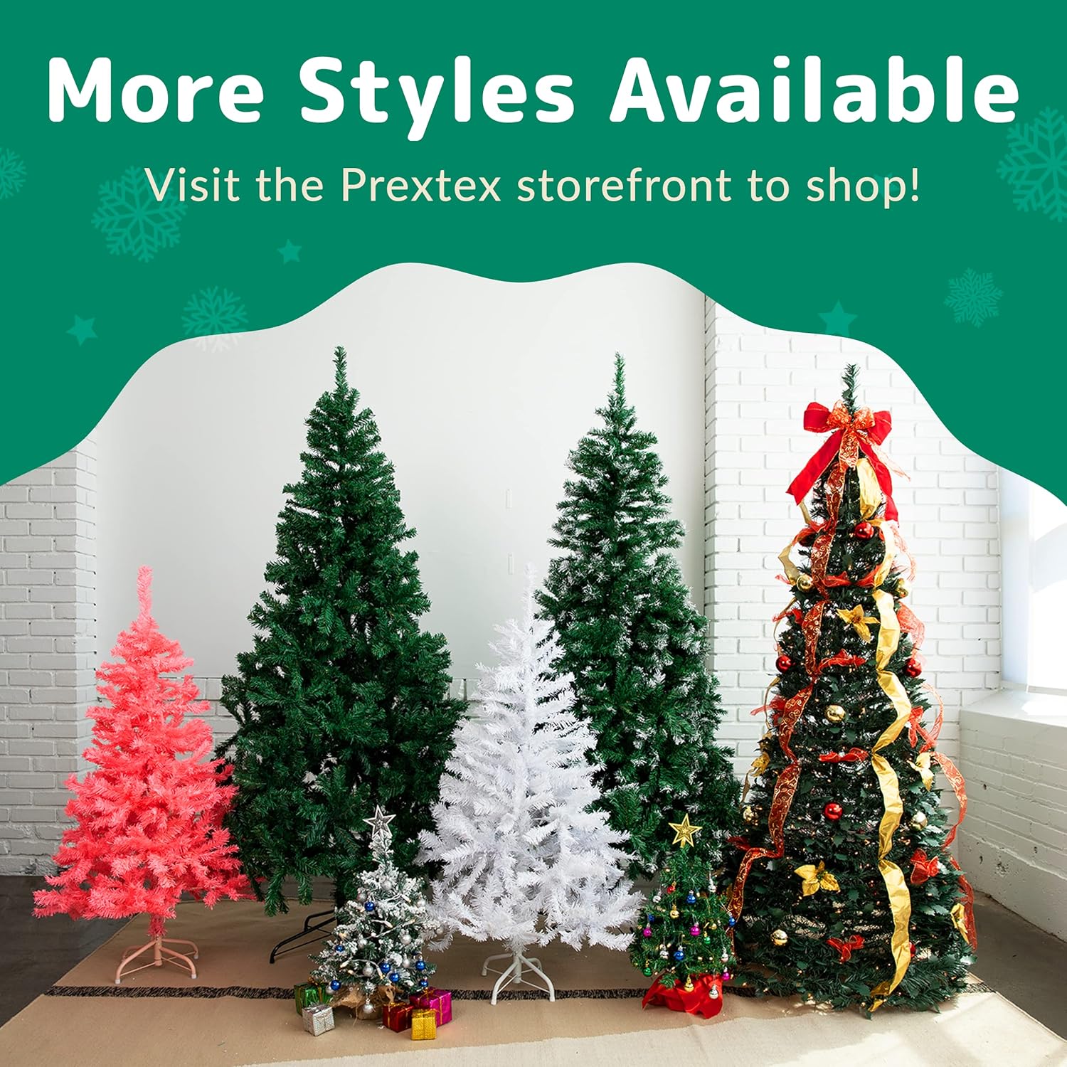 PREXTEX 6 ft Fully Decorated Christmas Tree, Gold and Red Collapsible Christmas Tree with 350 Warm Lights, Bows, Ornaments, Holly Leaves and More, Pop Up Xmas Trees with Lights