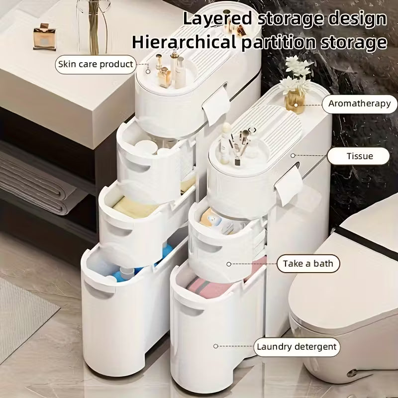 3 4 layer white seam drawing cabinet   put paper towel storage rack organizer multi functional household locker for the bathroom   room and   a   of household storage toilet paper storage containers 1