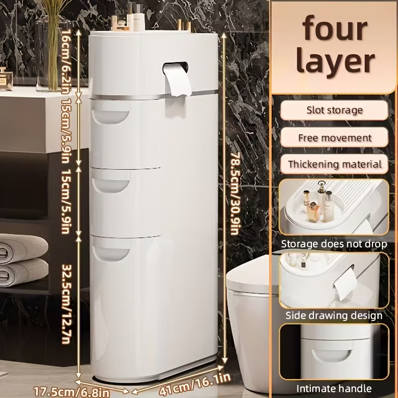 3 4 layer white seam drawing cabinet   put paper towel storage rack organizer multi functional household locker for the bathroom   room and   a   of household storage toilet paper storage containers 2
