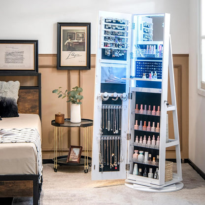 AArmadio portagioie con specchio a figura intera e luci LED regolabili