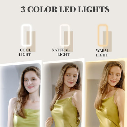 AArmadio portagioie con specchio a figura intera e luci LED regolabili