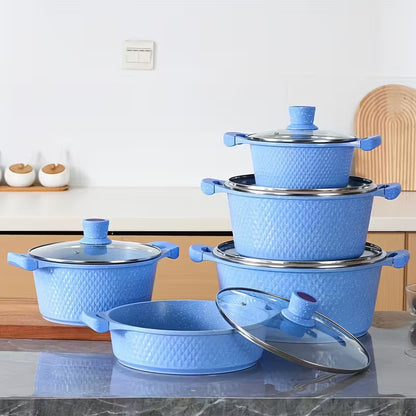 Set di Utensili da Cucina con Pentola e Padella Rivestite in Pietra Maifan