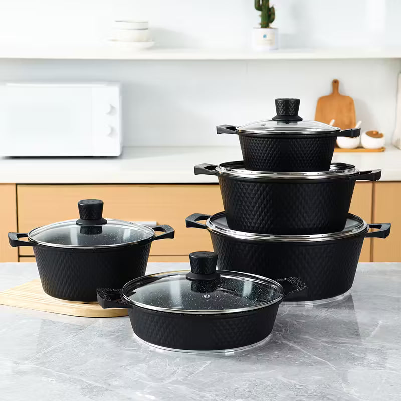 Set di Utensili da Cucina con Pentola e Padella Rivestite in Pietra Maifan
