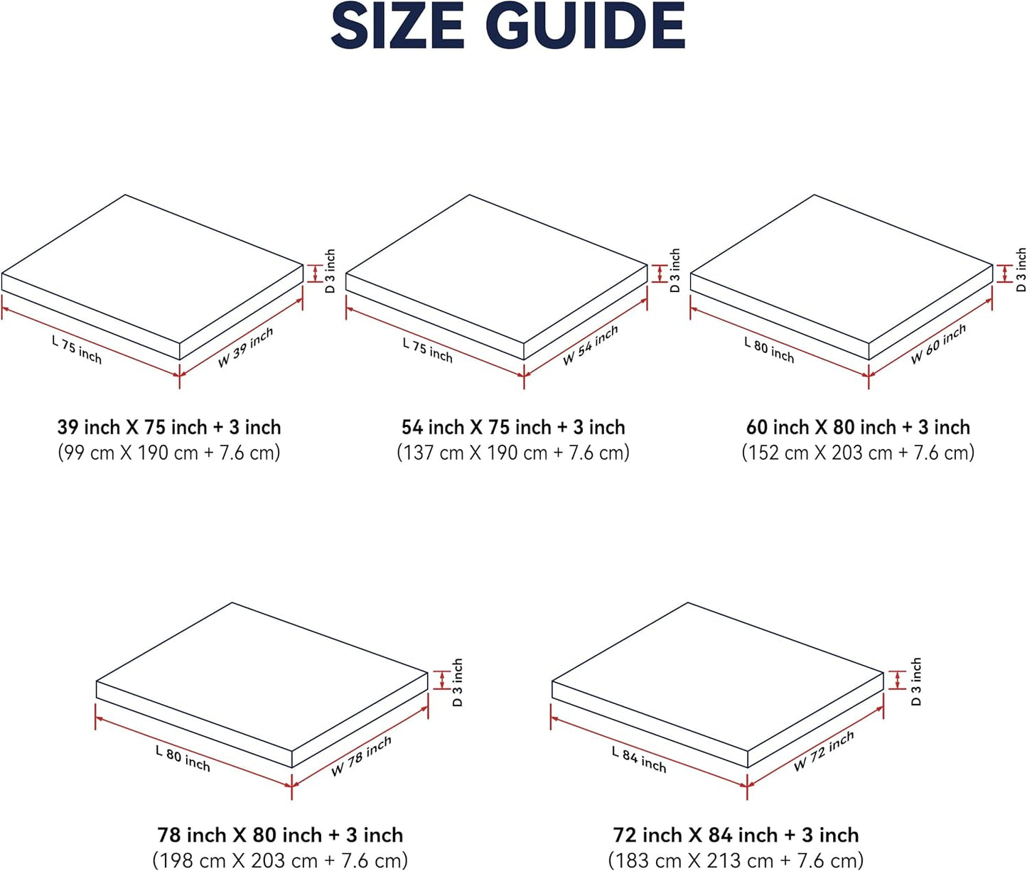 3 Inch White Goose Feather Mattress Topper,Queen Feather Bed Topper,Mattress Cover with Straps,Ultra Soft Pillowtop,100% Cotton Fabric(60”x80”)